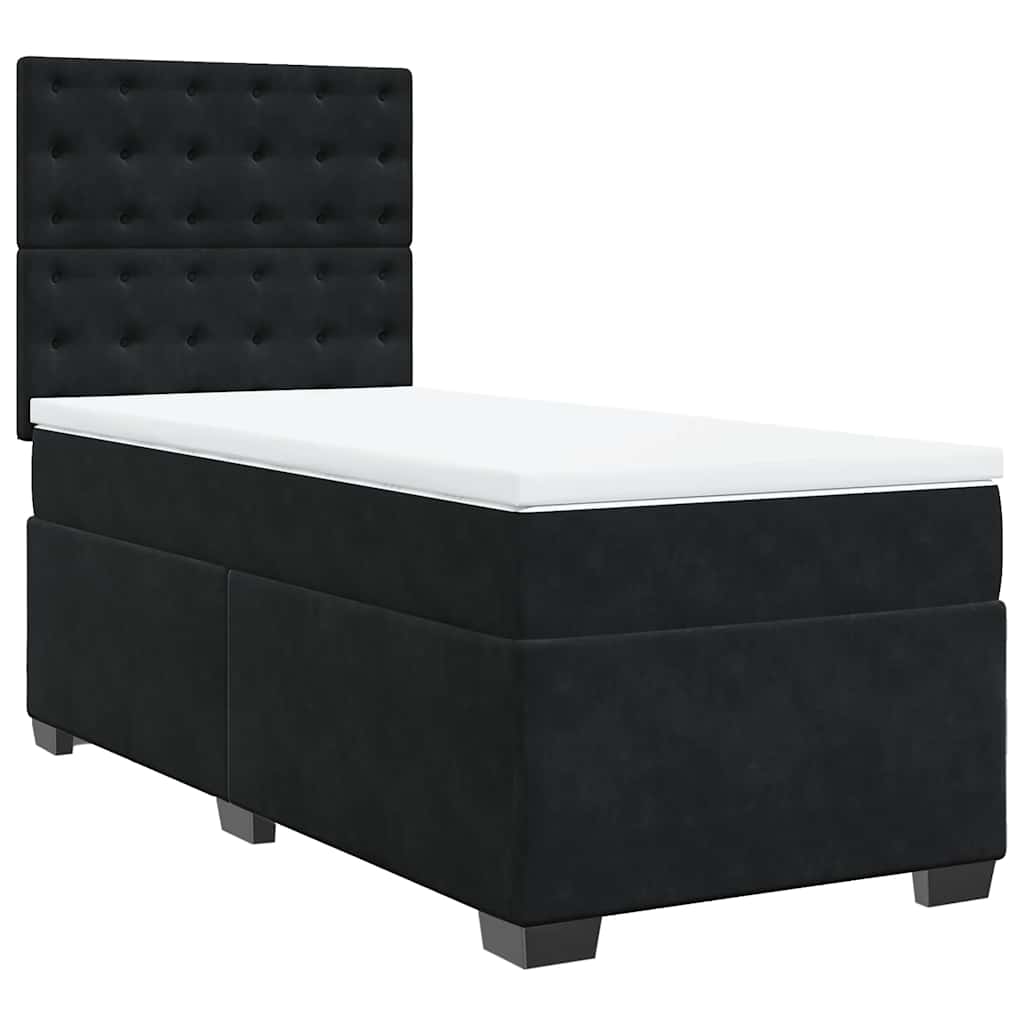 Sommier à lattes de lit avec matelas Noir 90x190 cm Velours - XIOS