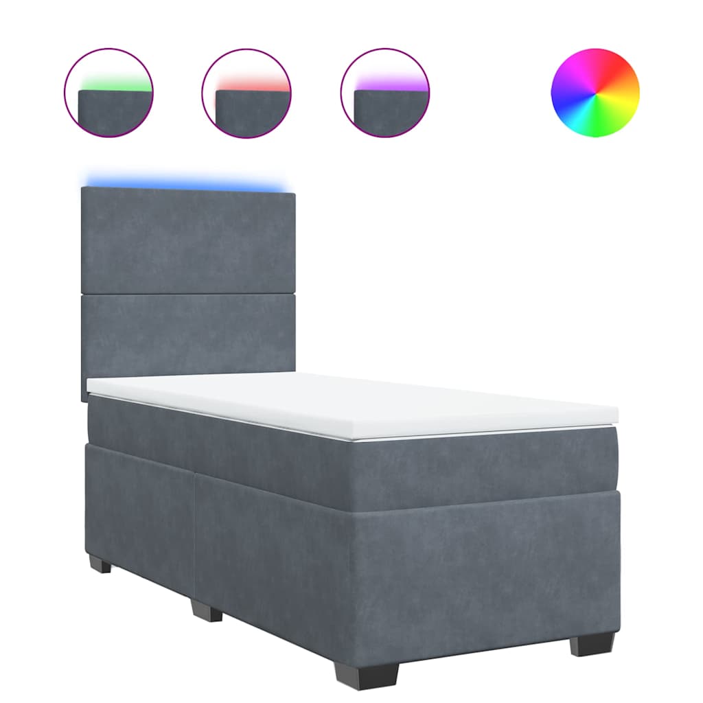 Sommier à lattes de lit et matelas Gris foncé 90x200 cm Velours - XIOS