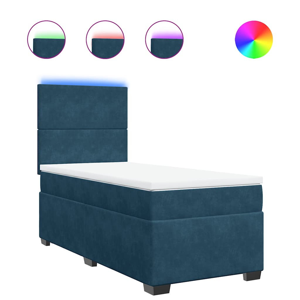 Sommier à lattes de lit avec matelas bleu 90x200 cm velours - XIOS