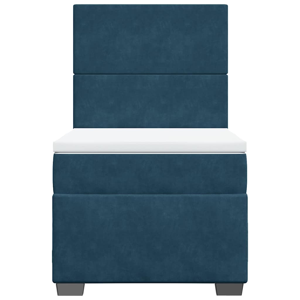 Sommier à lattes de lit avec matelas bleu 90x200 cm velours - XIOS