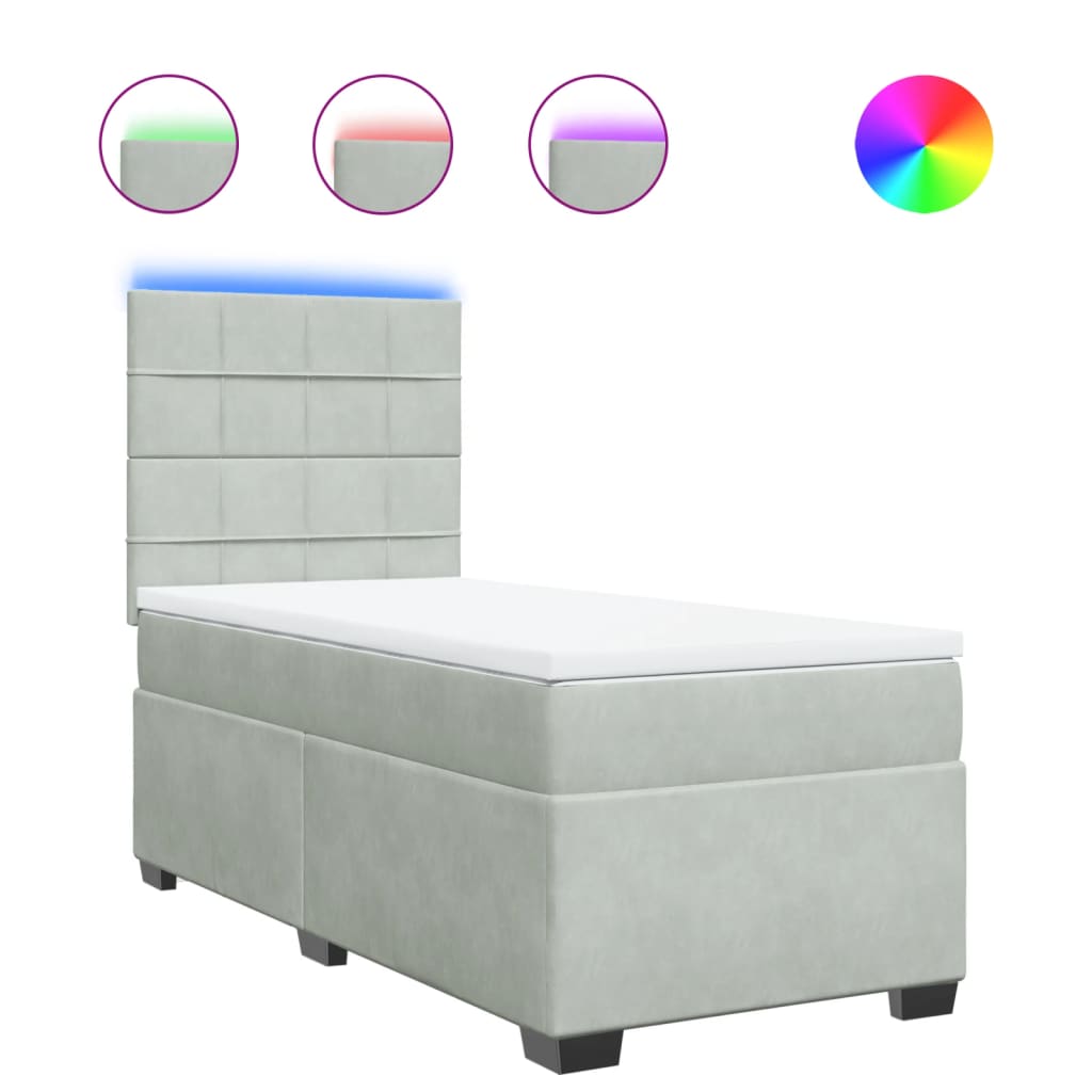 Sommier à lattes de lit et matelas Gris clair 90x200 cm Velours - XIOS