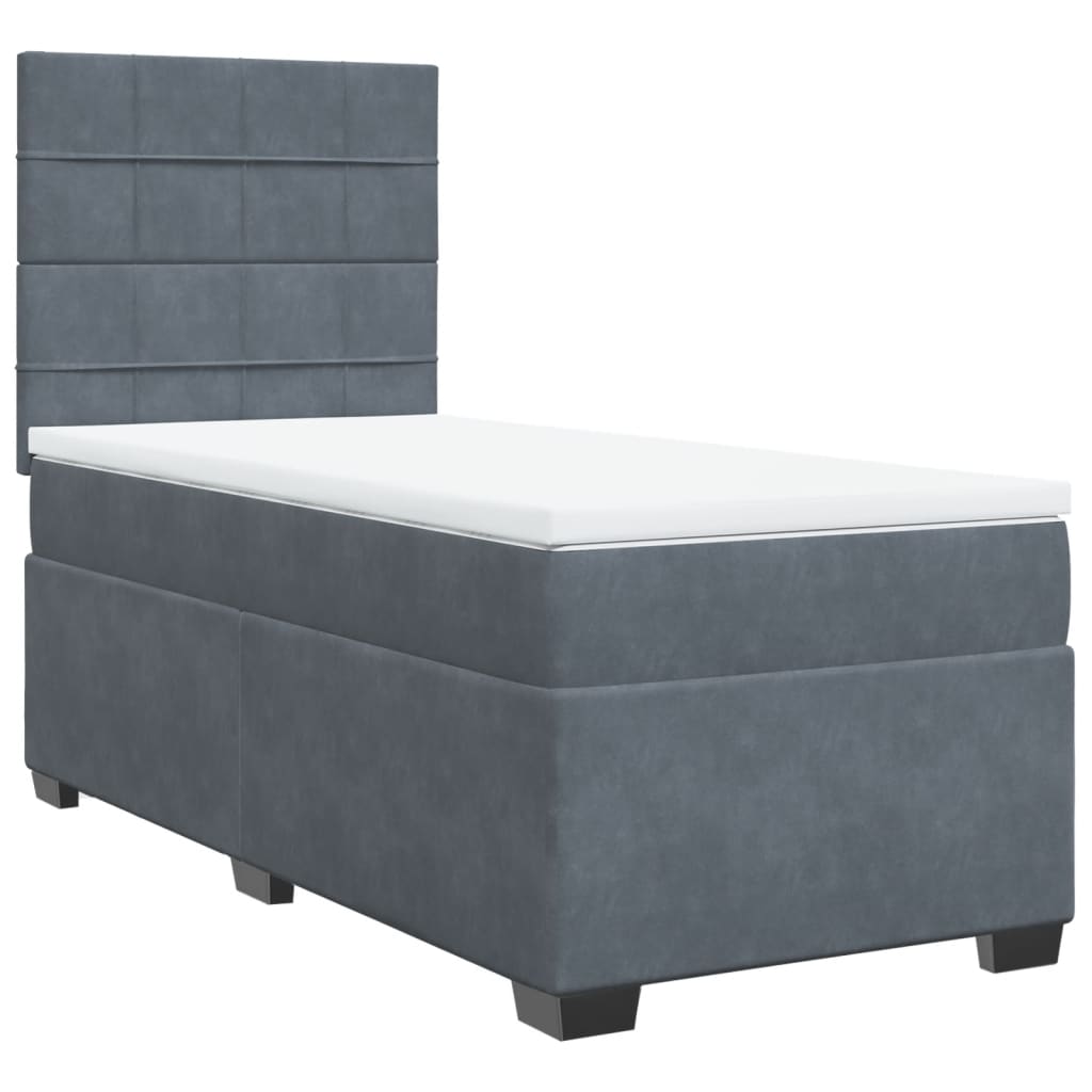 Sommier à lattes de lit et matelas Gris foncé 90x200 cm Velours - XIOS