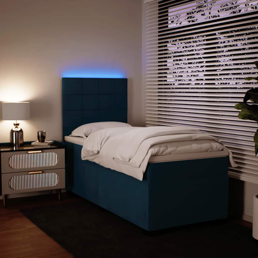 Sommier à lattes de lit avec matelas bleu 90x200 cm velours - XIOS