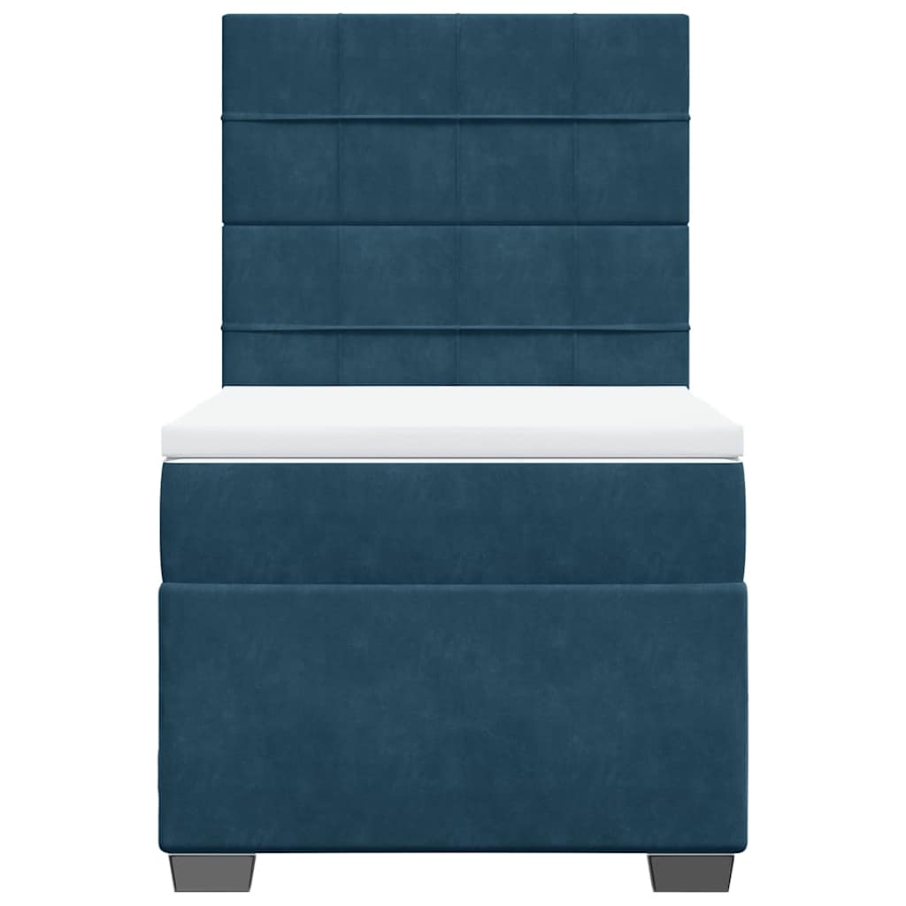 Sommier à lattes de lit avec matelas bleu 90x200 cm velours - XIOS