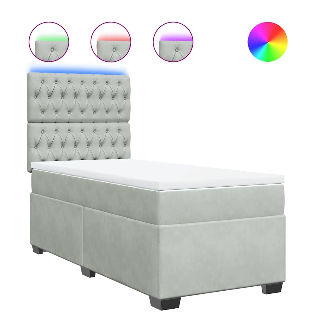 Sommier à lattes de lit et matelas Gris clair 90x200 cm Velours - XIOS
