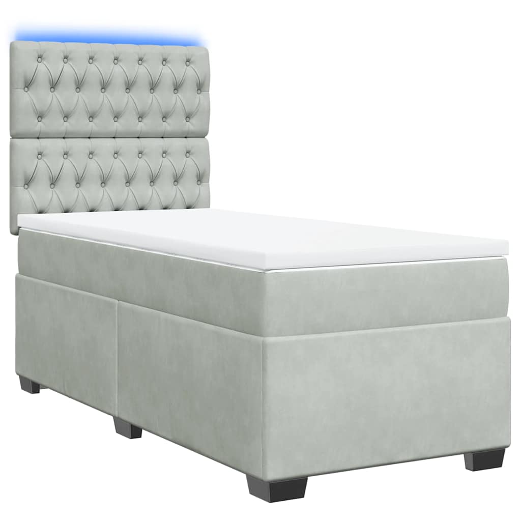 Sommier à lattes de lit et matelas Gris clair 90x200 cm Velours - XIOS
