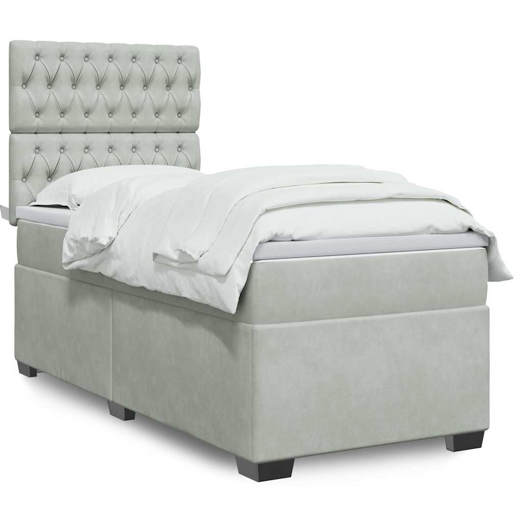 Sommier à lattes de lit et matelas Gris clair 90x200 cm Velours - XIOS