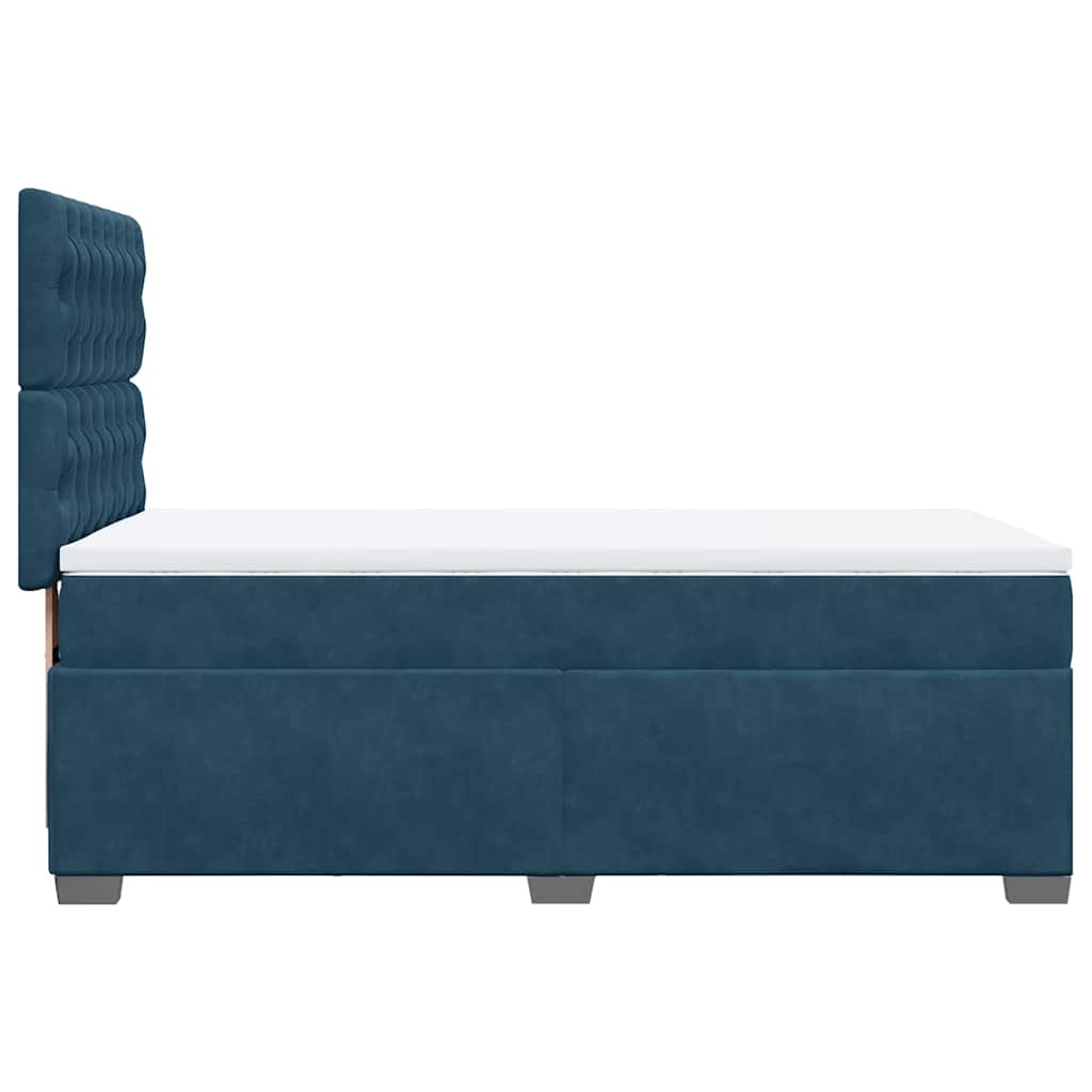 Sommier à lattes de lit avec matelas bleu 90x200 cm velours