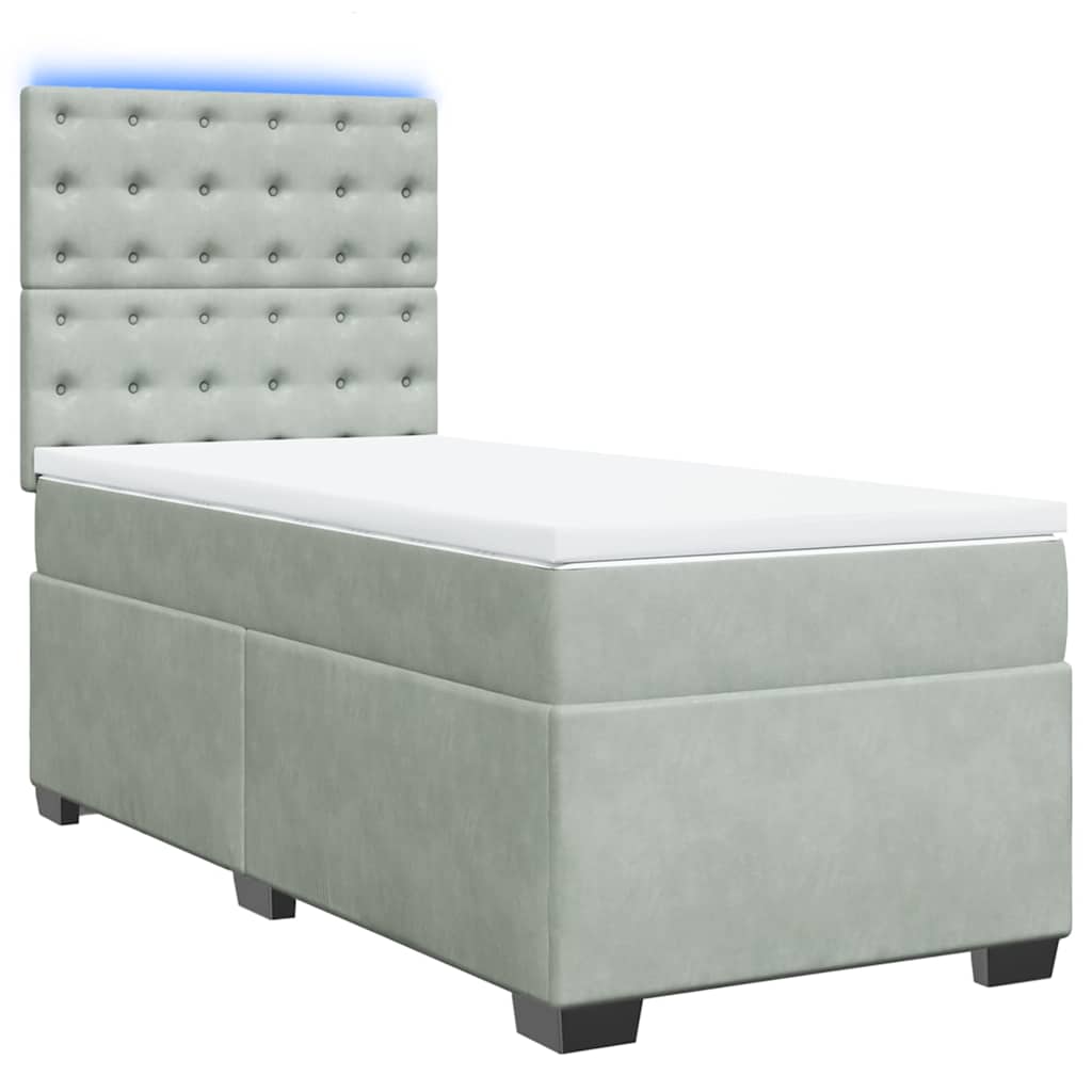 Sommier à lattes de lit et matelas Gris clair 90x200 cm Velours - XIOS
