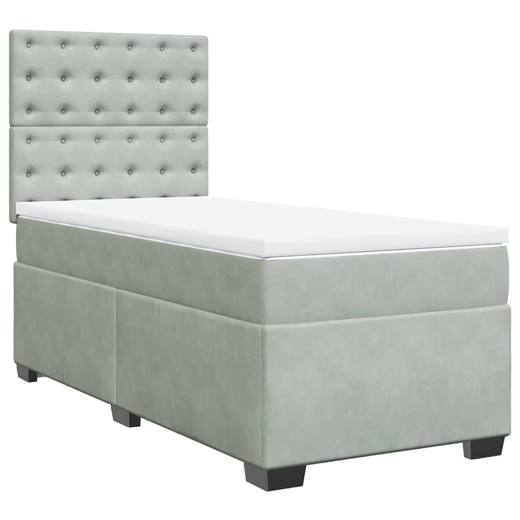 Sommier à lattes de lit et matelas Gris clair 90x200 cm Velours - XIOS