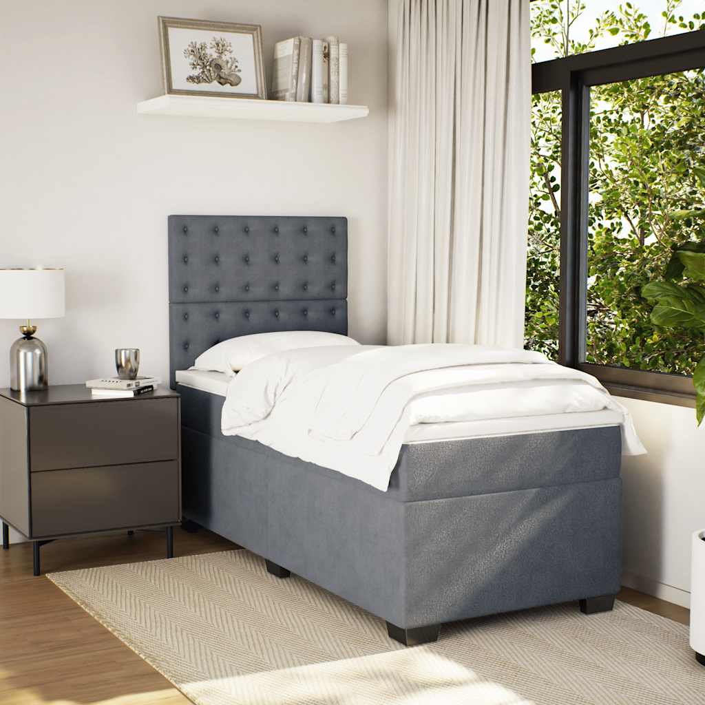 Sommier à lattes de lit et matelas Gris foncé 90x200 cm Velours - XIOS