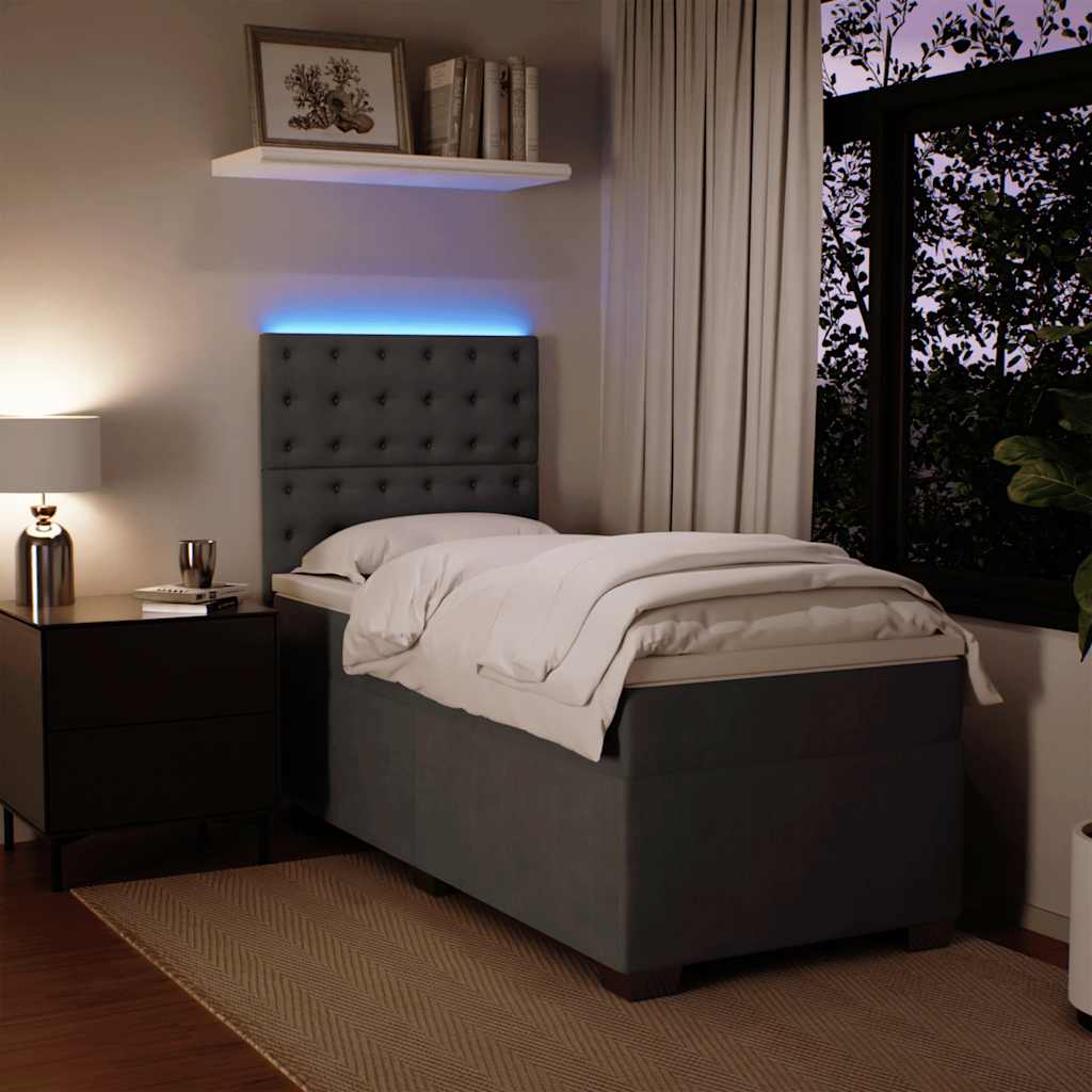 Sommier à lattes de lit et matelas Gris foncé 90x200 cm Velours - XIOS