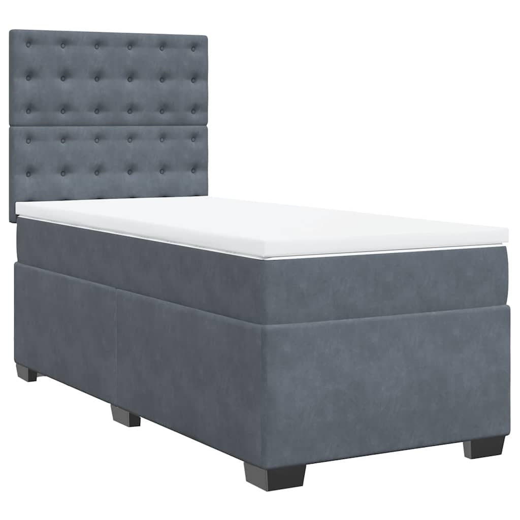 Sommier à lattes de lit et matelas Gris foncé 90x200 cm Velours - XIOS