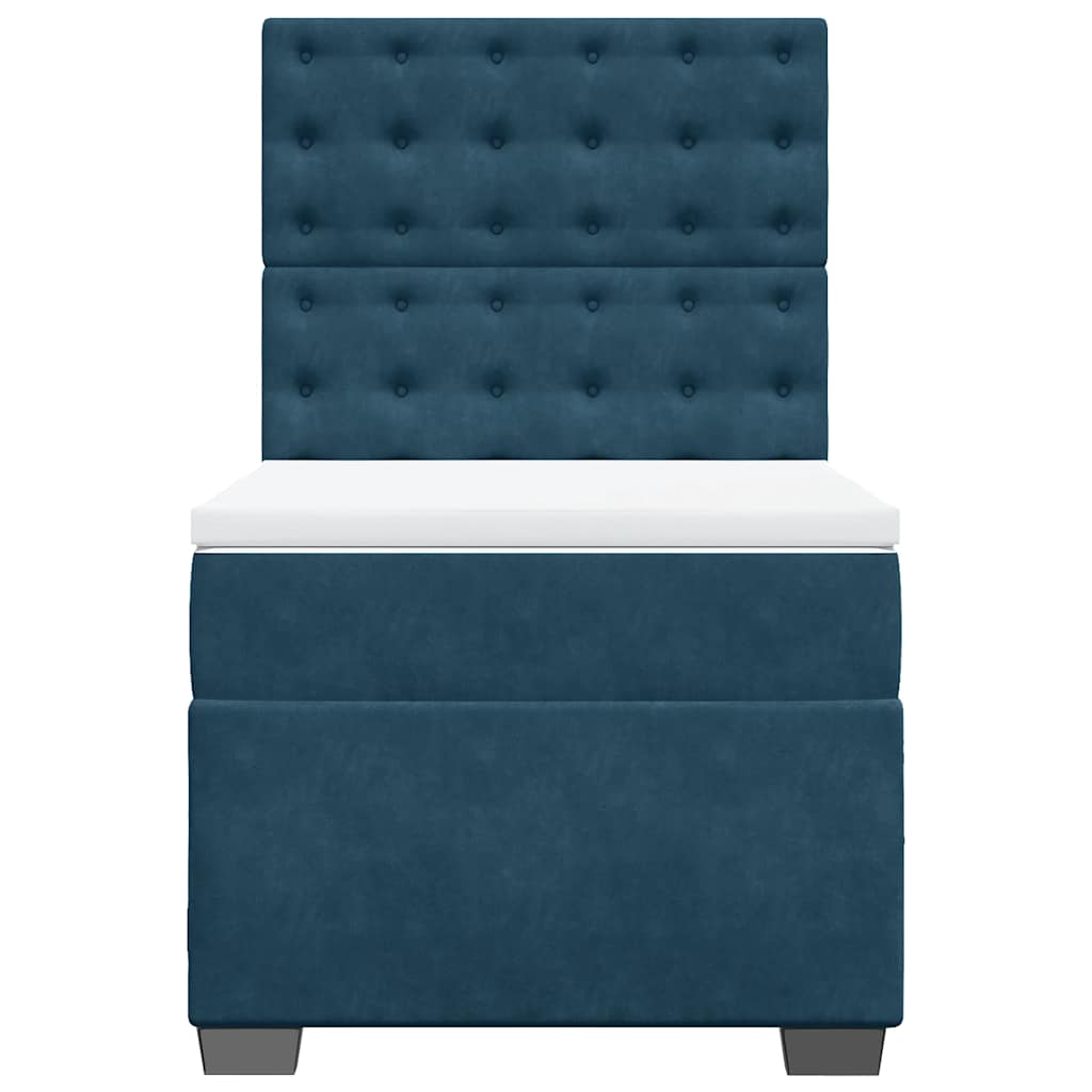 Sommier à lattes de lit avec matelas bleu 90x200 cm velours - XIOS
