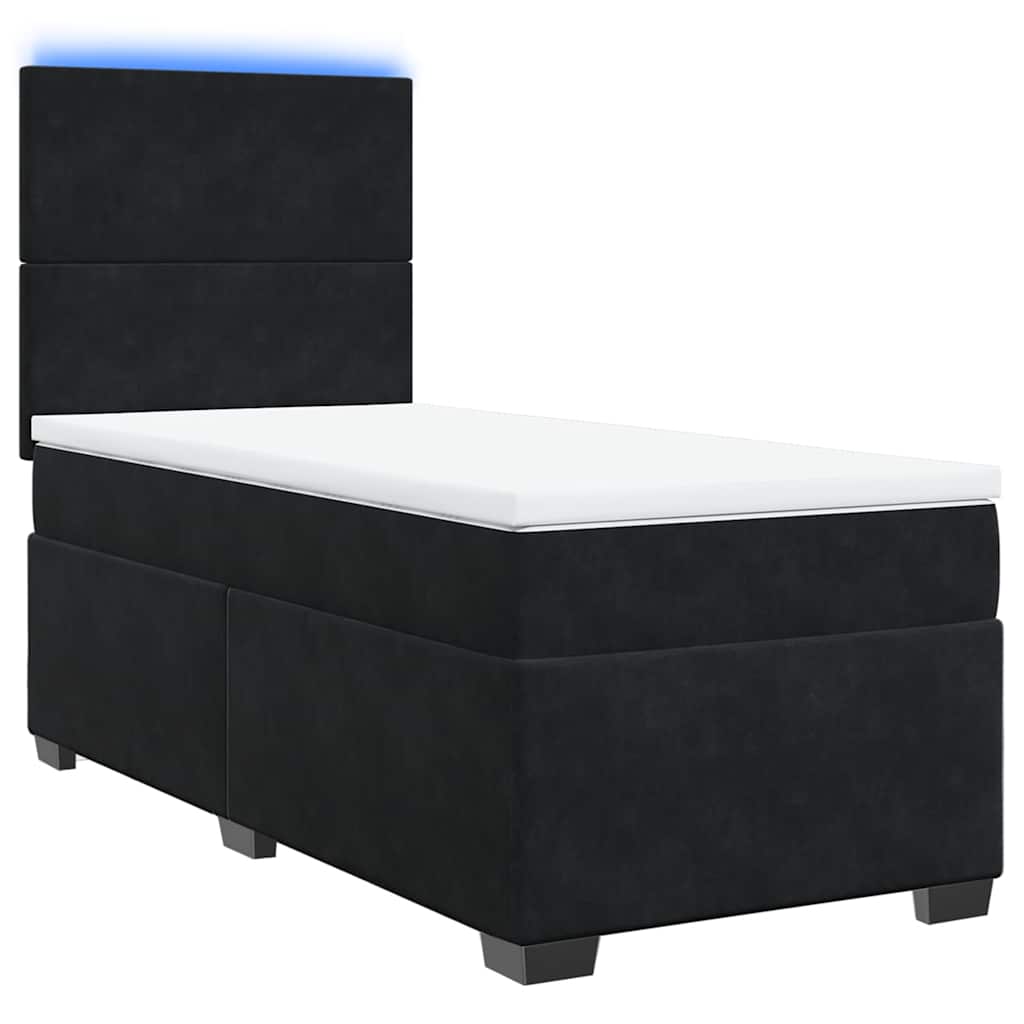 Sommier à lattes de lit avec matelas Noir 100x200 cm Velours - XIOS