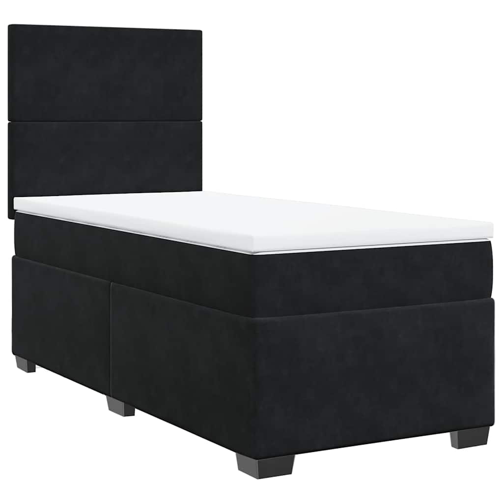 Sommier à lattes de lit avec matelas Noir 100x200 cm Velours - XIOS
