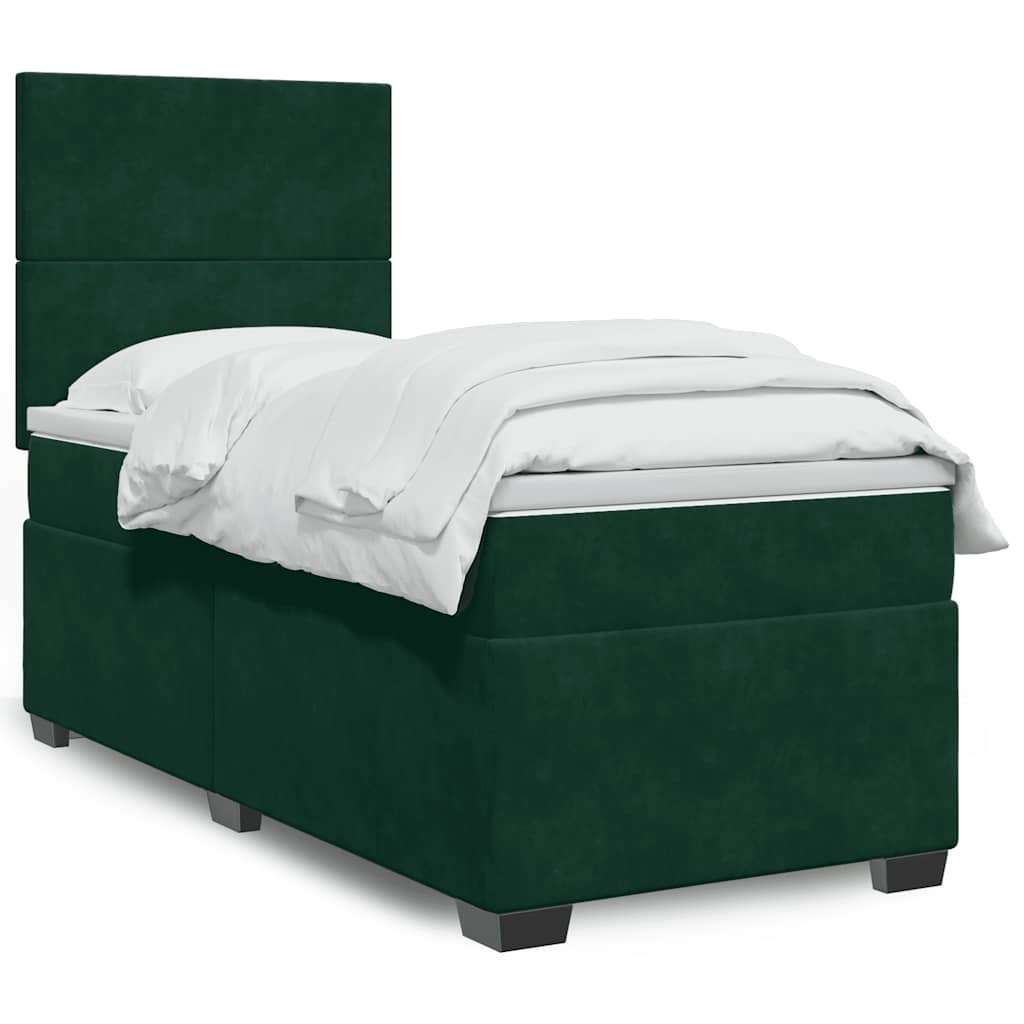 Sommier à lattes de lit avec matelas Vert foncé 100x200 cm
