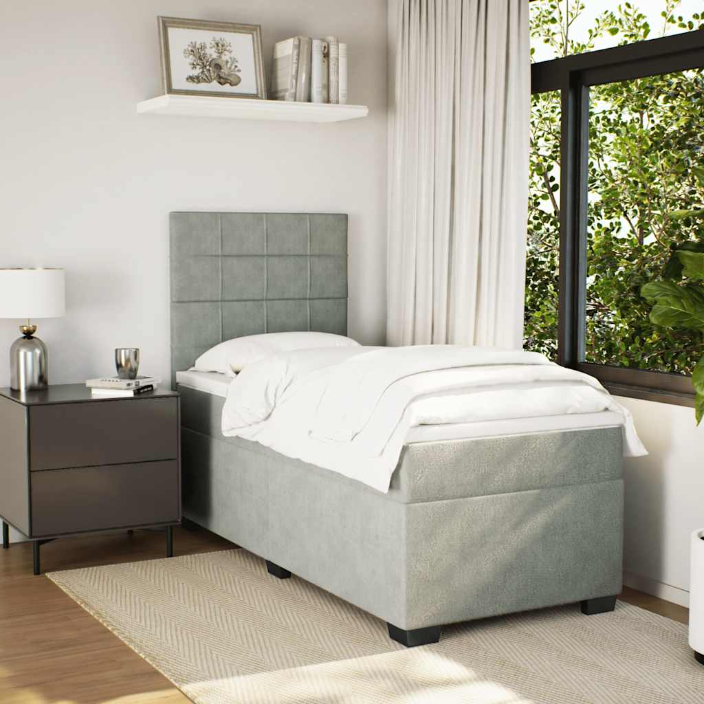 Sommier à lattes de lit et matelas Gris clair 100x200cm Velours - XIOS