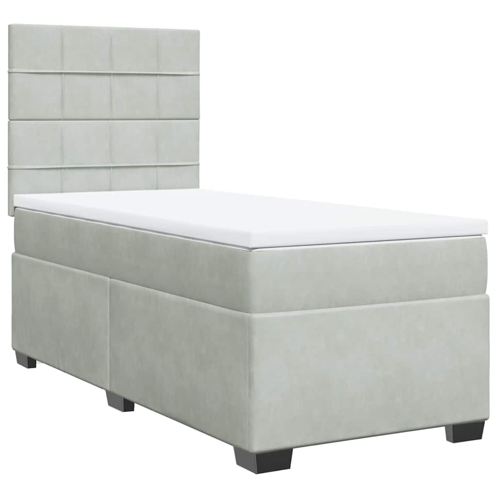 Sommier à lattes de lit et matelas Gris clair 100x200cm Velours - XIOS