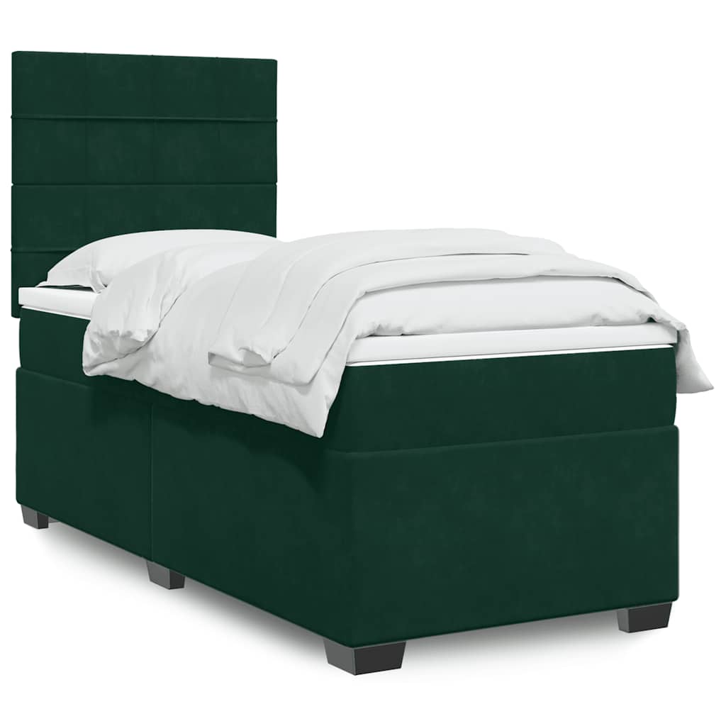Sommier à lattes de lit avec matelas Vert foncé 100x200 cm