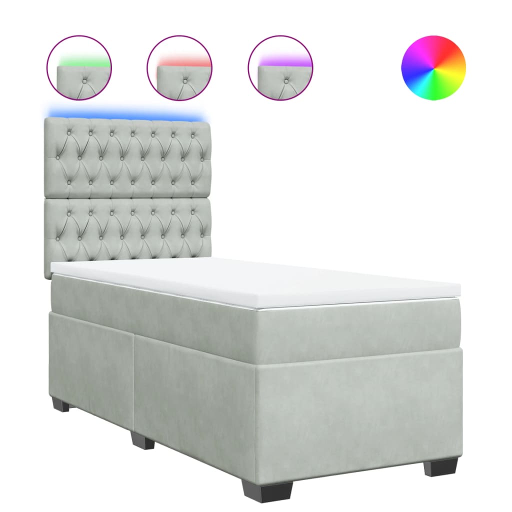 Sommier à lattes de lit et matelas Gris clair 100x200cm Velours - XIOS