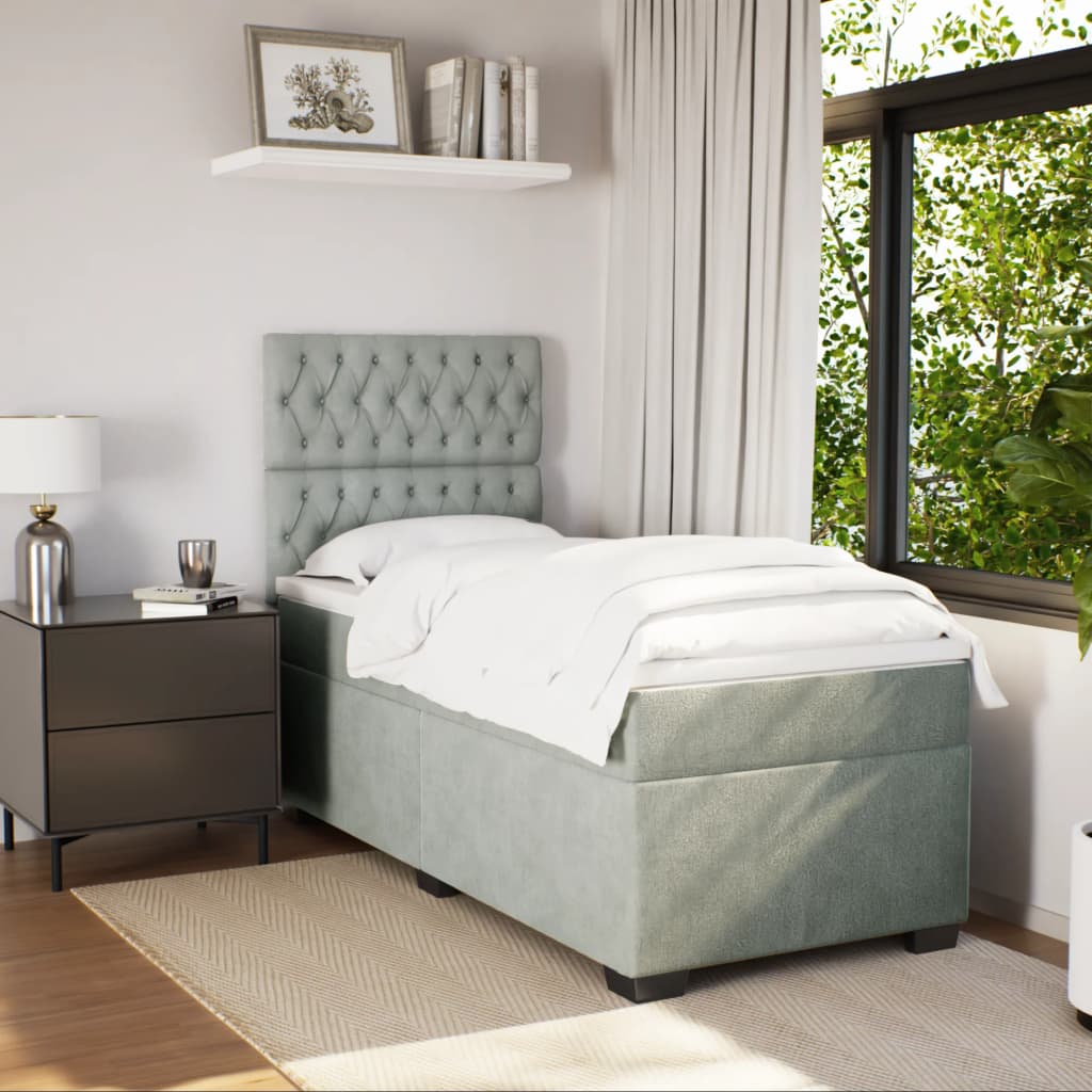 Sommier à lattes de lit et matelas Gris clair 100x200cm Velours - XIOS