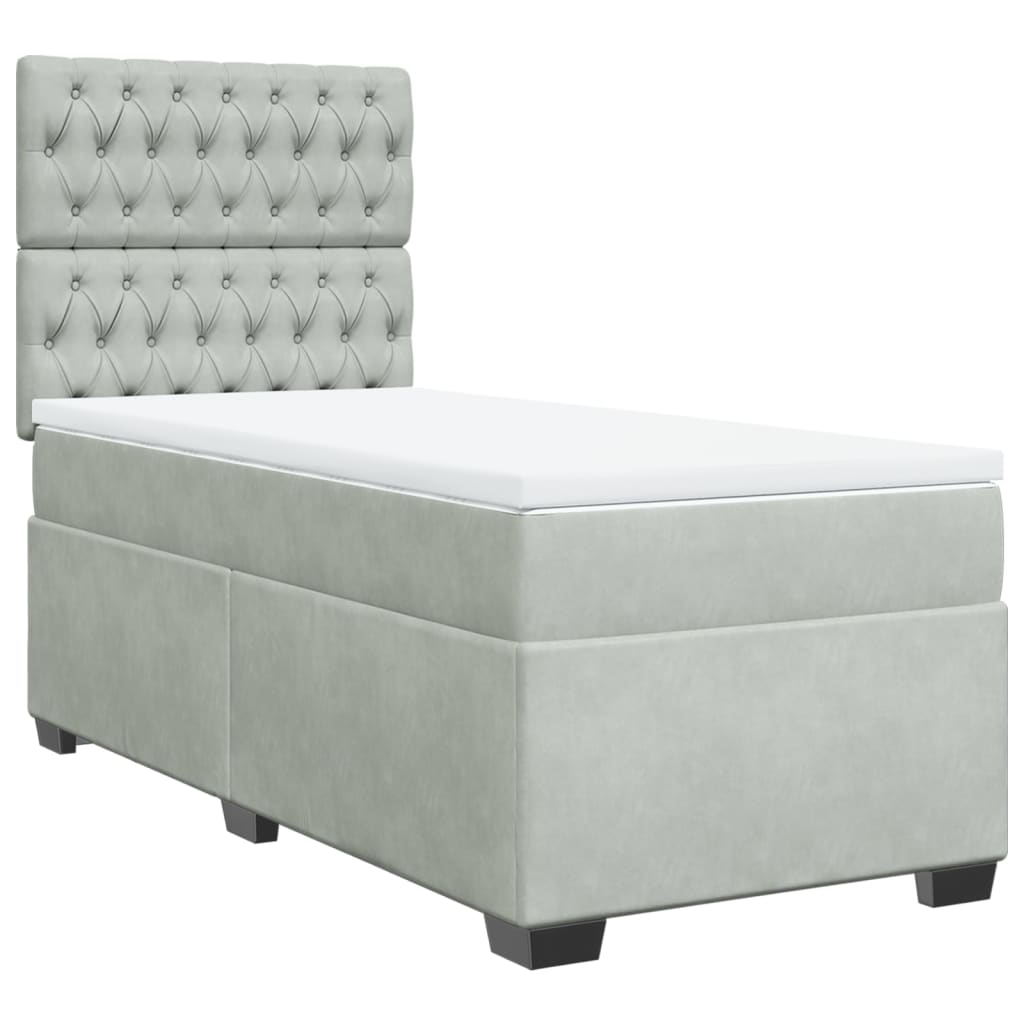 Sommier à lattes de lit et matelas Gris clair 100x200cm Velours - XIOS