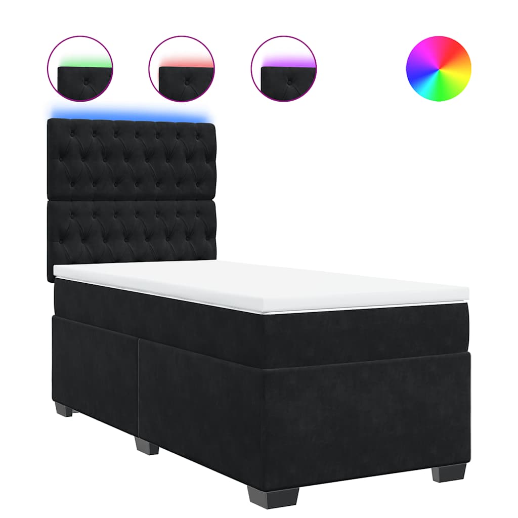 Sommier à lattes de lit avec matelas Noir 100x200 cm Velours - XIOS