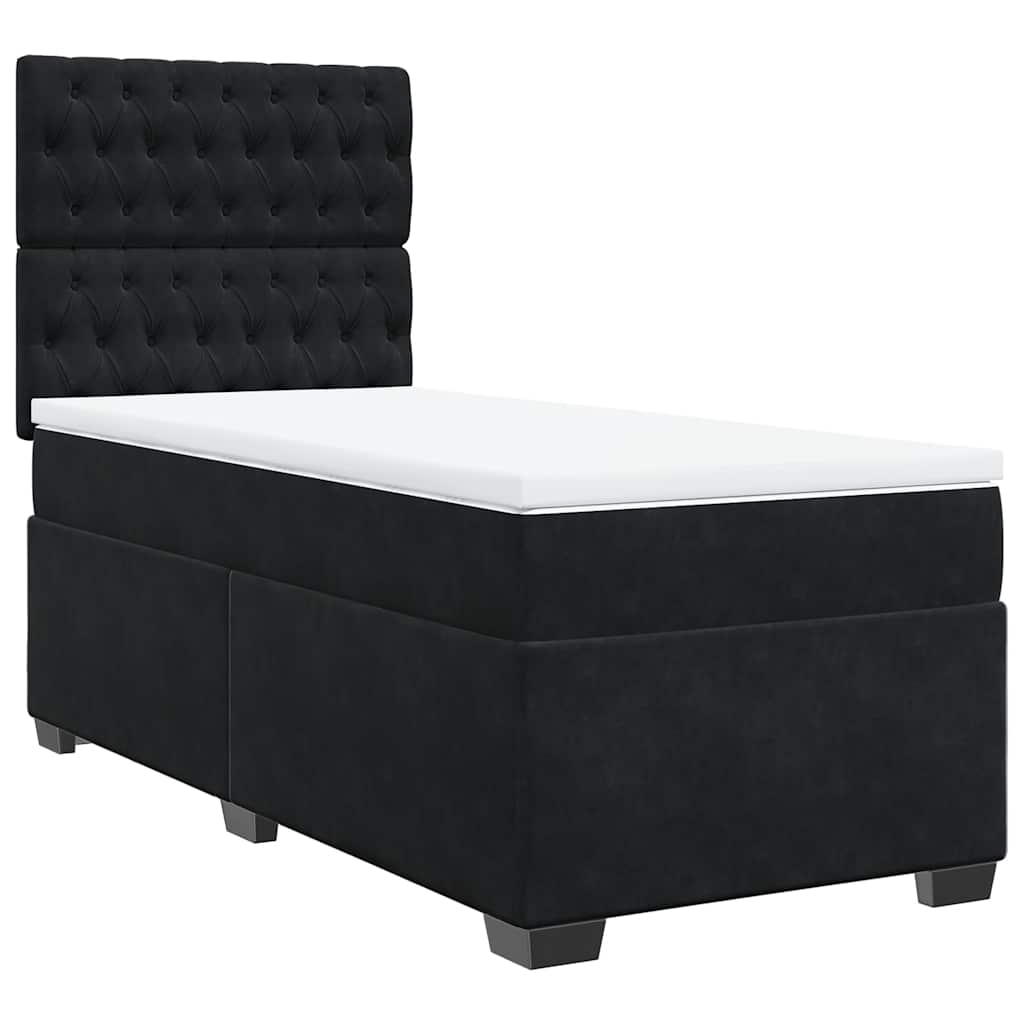 Sommier à lattes de lit avec matelas Noir 100x200 cm Velours - XIOS