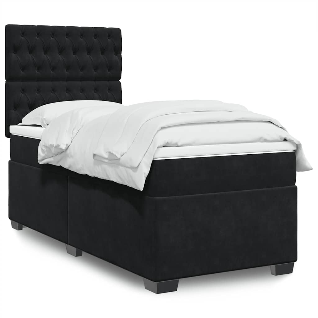Sommier à lattes de lit avec matelas Noir 100x200 cm Velours - XIOS