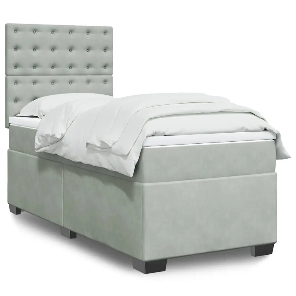Sommier à lattes de lit et matelas Gris clair 100x200cm Velours - XIOS