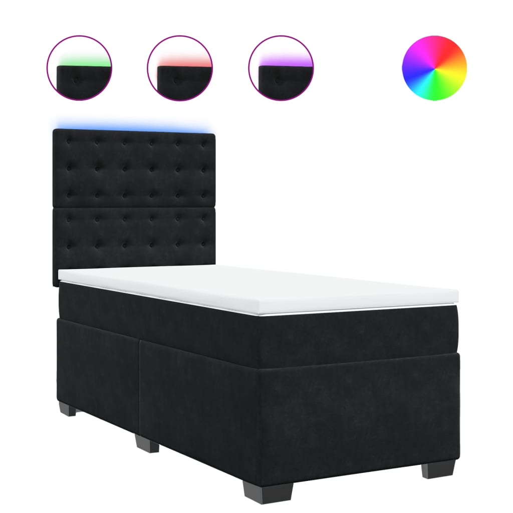 Sommier à lattes de lit avec matelas Noir 100x200 cm Velours - XIOS