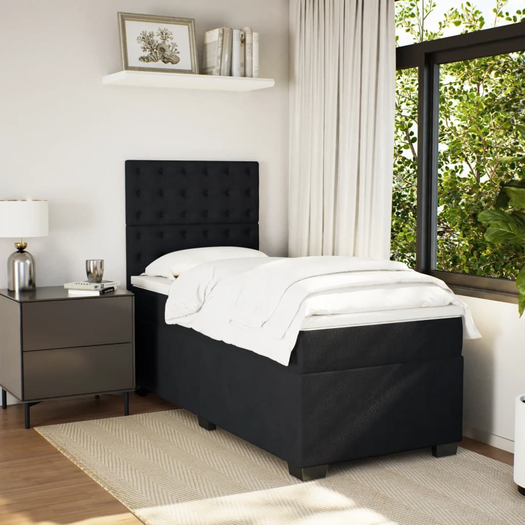 Sommier à lattes de lit avec matelas Noir 100x200 cm Velours - XIOS