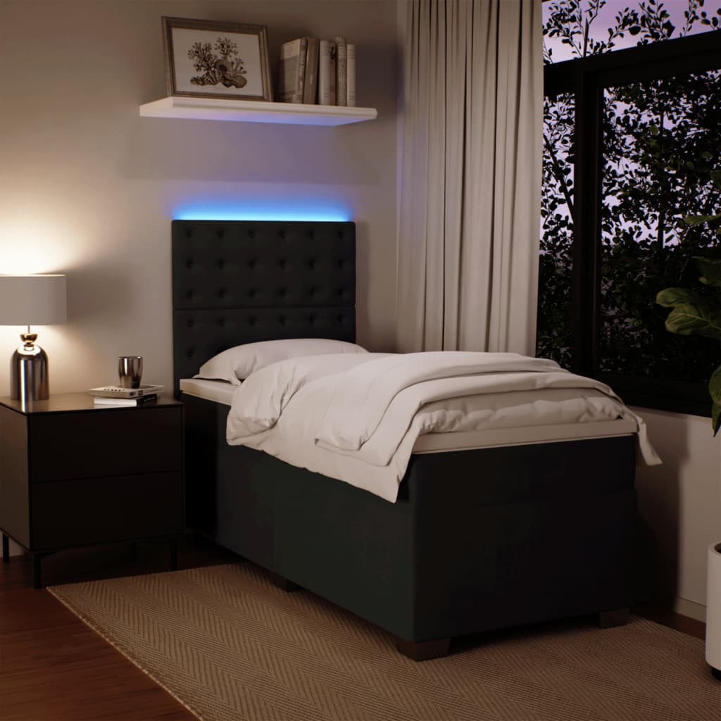 Sommier à lattes de lit avec matelas Noir 100x200 cm Velours - XIOS