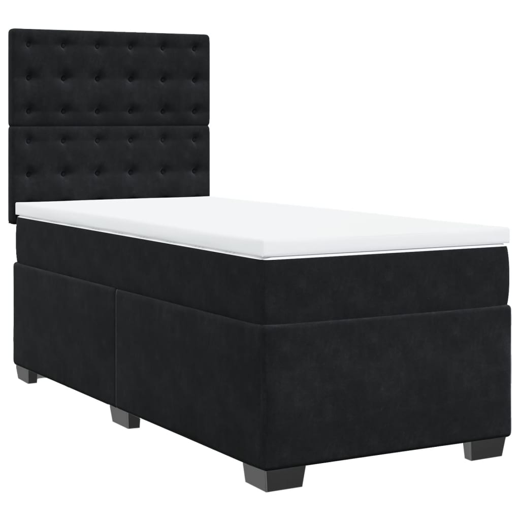 Sommier à lattes de lit avec matelas Noir 100x200 cm Velours - XIOS
