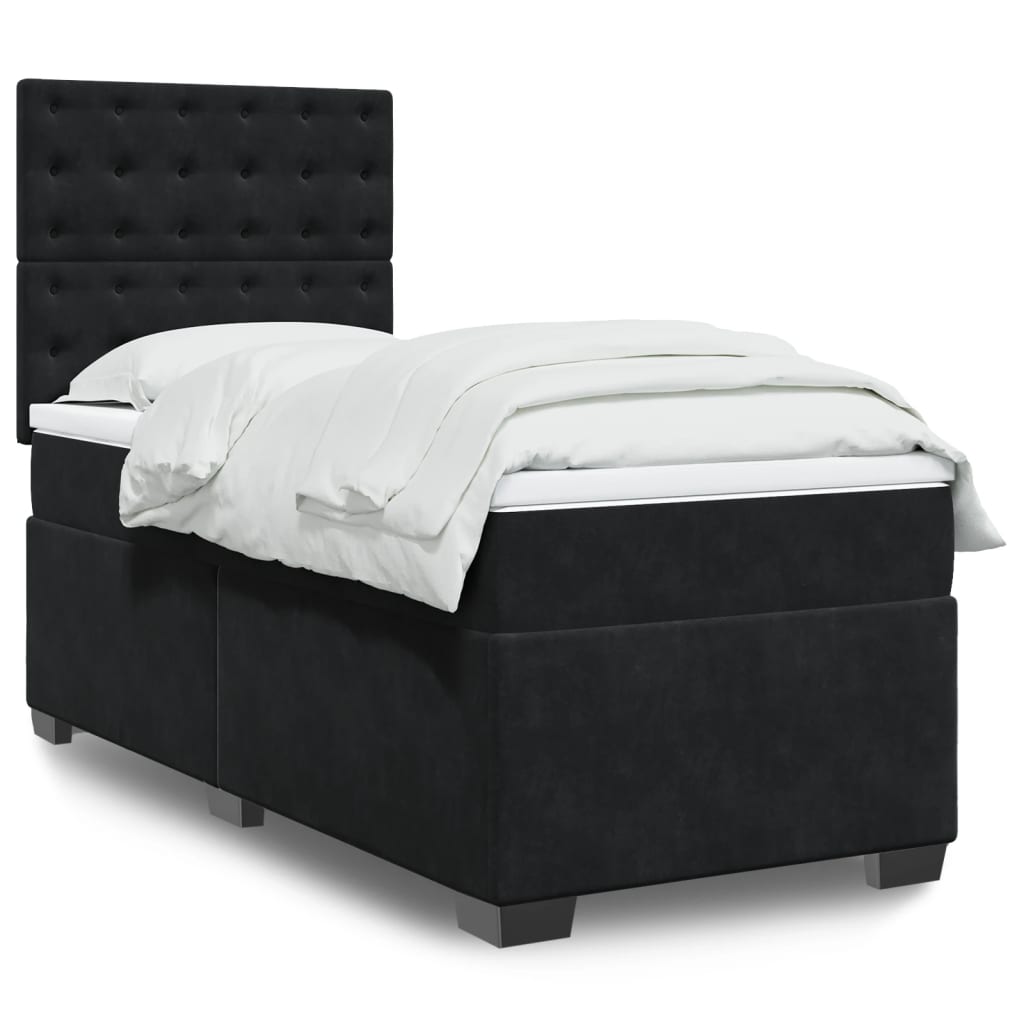 Sommier à lattes de lit avec matelas Noir 100x200 cm Velours - XIOS