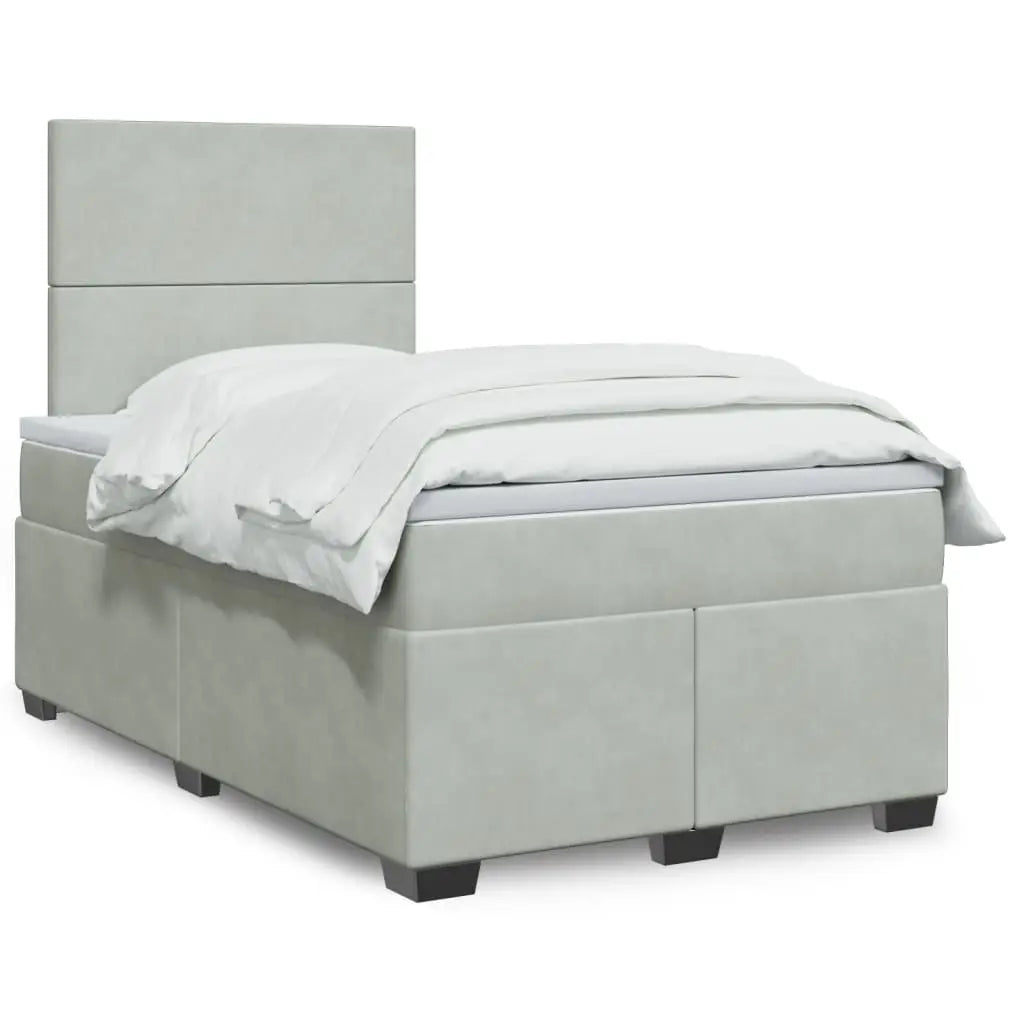 Sommier à lattes de lit et matelas gris clair 120x190cm velours - XIOS