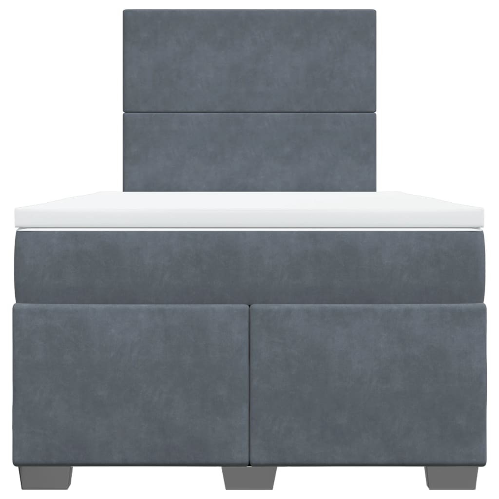 Sommier à lattes de lit et matelas gris foncé 120x190cm velours - XIOS