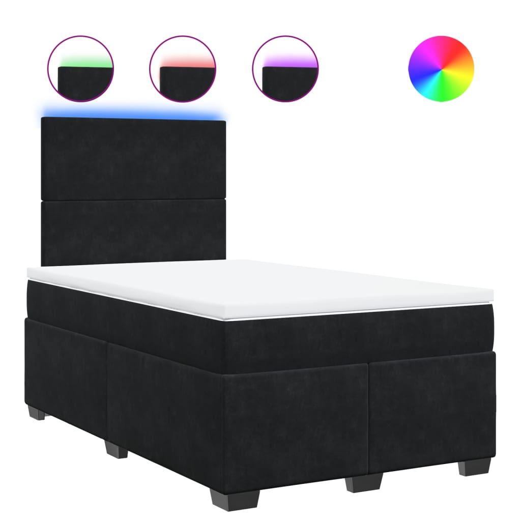 Sommier à lattes de lit avec matelas noir 120x190 cm velours - XIOS