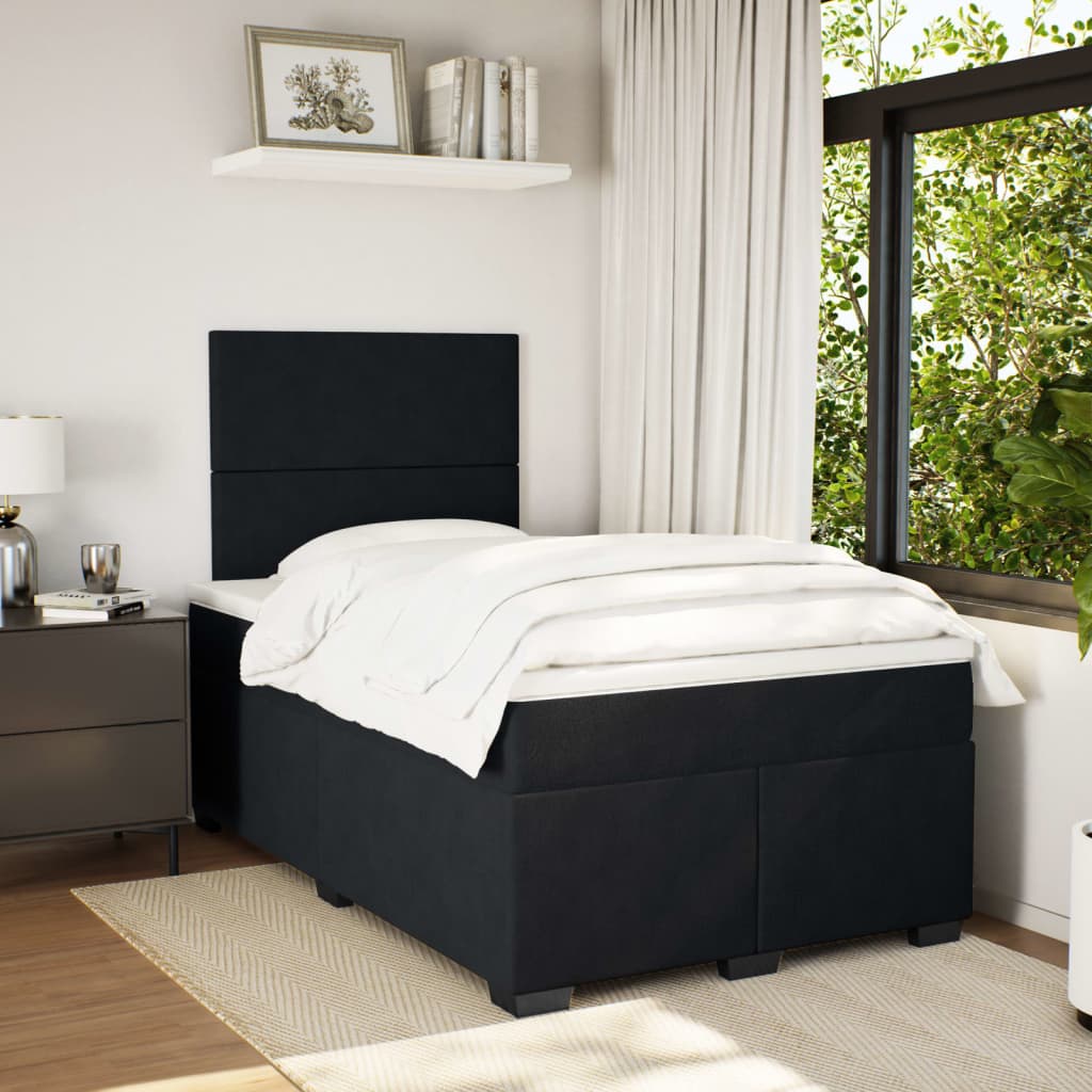 Sommier à lattes de lit avec matelas noir 120x190 cm velours - XIOS
