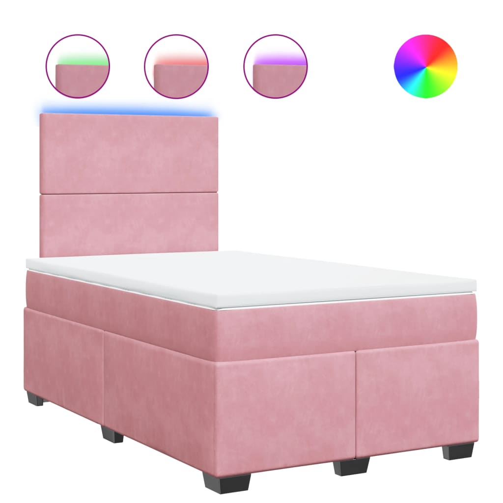 Sommier à lattes de lit avec matelas rose 120x190 cm velours - XIOS