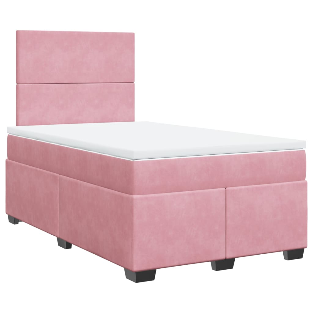Sommier à lattes de lit avec matelas rose 120x190 cm velours - XIOS