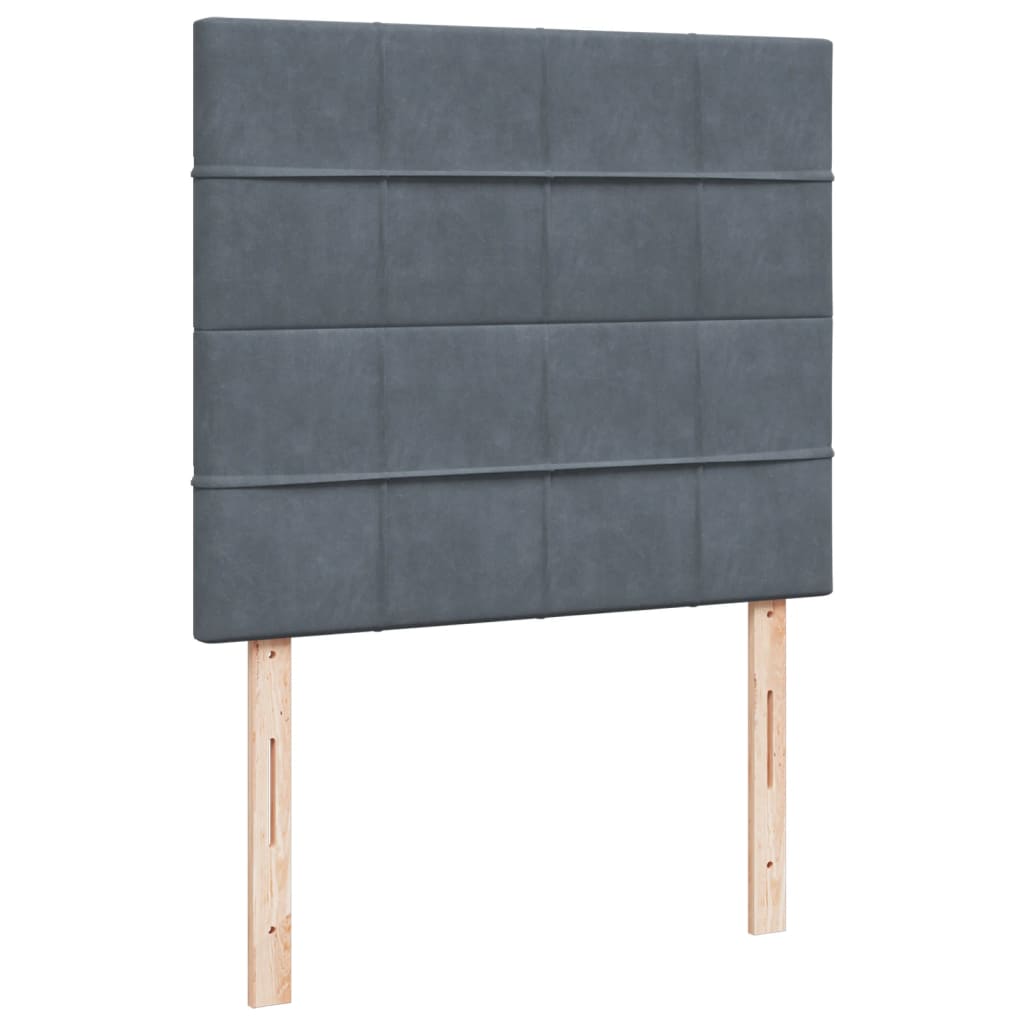 Sommier à lattes de lit et matelas gris foncé 120x190cm velours - XIOS