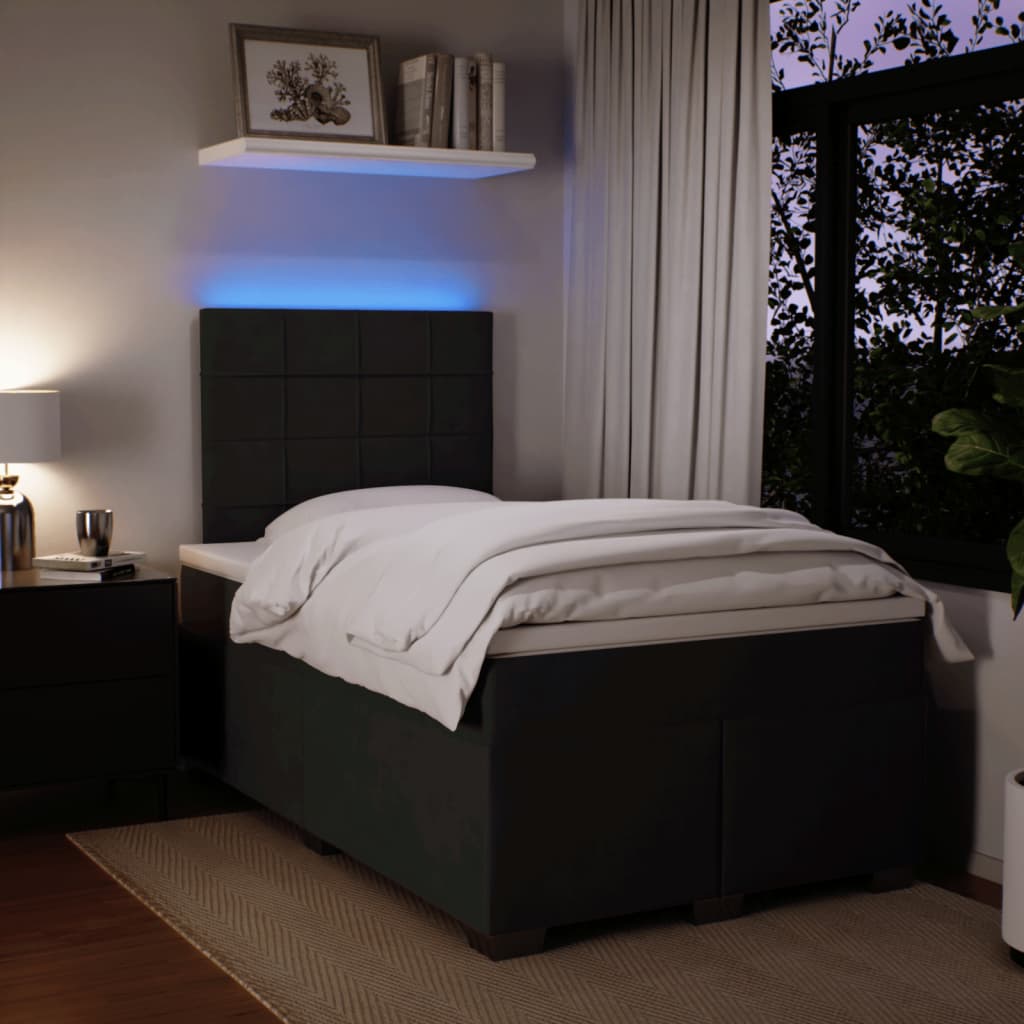 Sommier à lattes de lit avec matelas noir 120x190 cm velours - XIOS