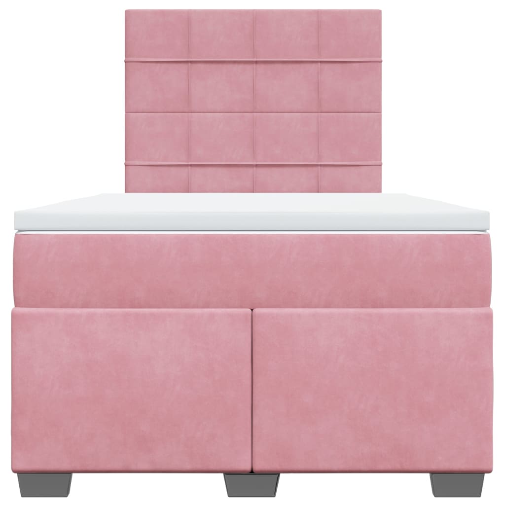 Sommier à lattes de lit avec matelas rose 120x190 cm velours - XIOS