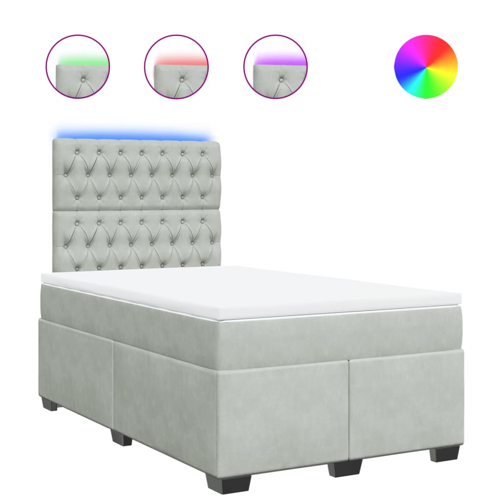 Sommier à lattes de lit et matelas gris clair 120x190cm velours - XIOS