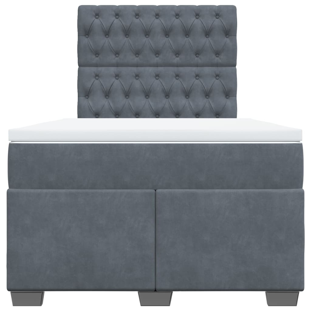 Sommier à lattes de lit et matelas gris foncé 120x190cm velours - XIOS