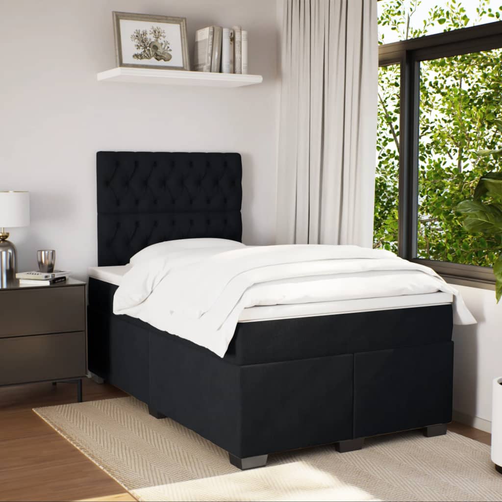 Sommier à lattes de lit avec matelas noir 120x190 cm velours - XIOS