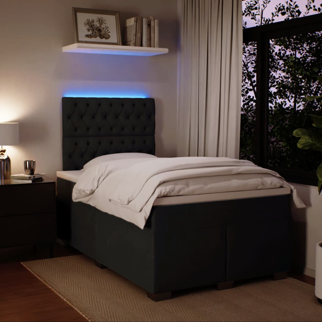 Sommier à lattes de lit avec matelas noir 120x190 cm velours - XIOS