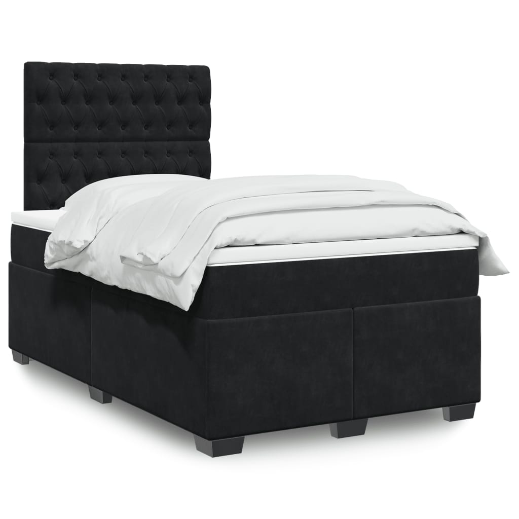 Sommier à lattes de lit avec matelas noir 120x190 cm velours - XIOS